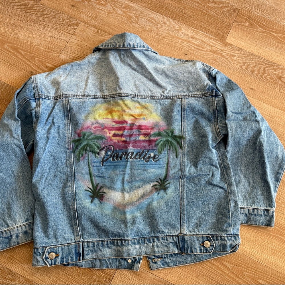 Denim Jacket with Paradise Sunset Design